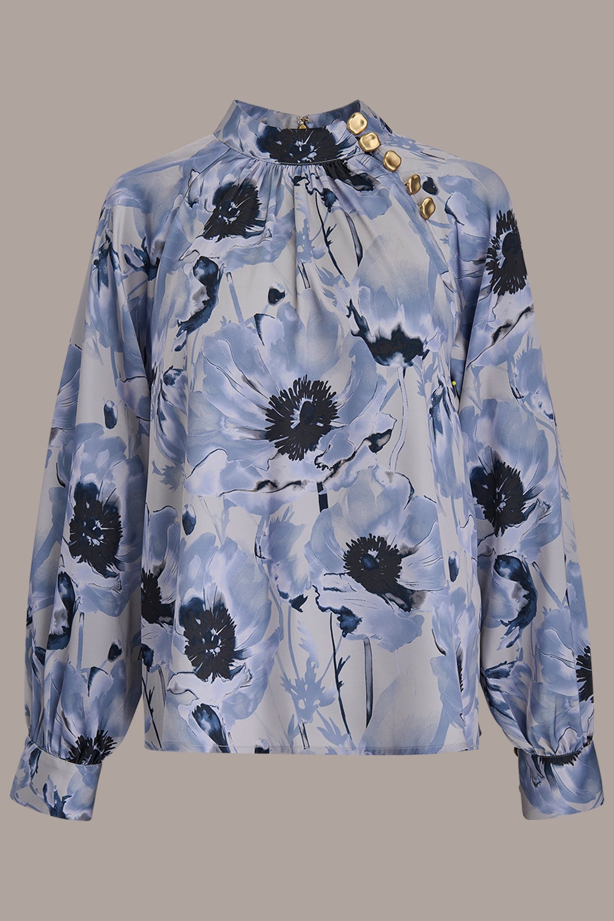 Donna Karan BUTTON-NECK BLOUSE