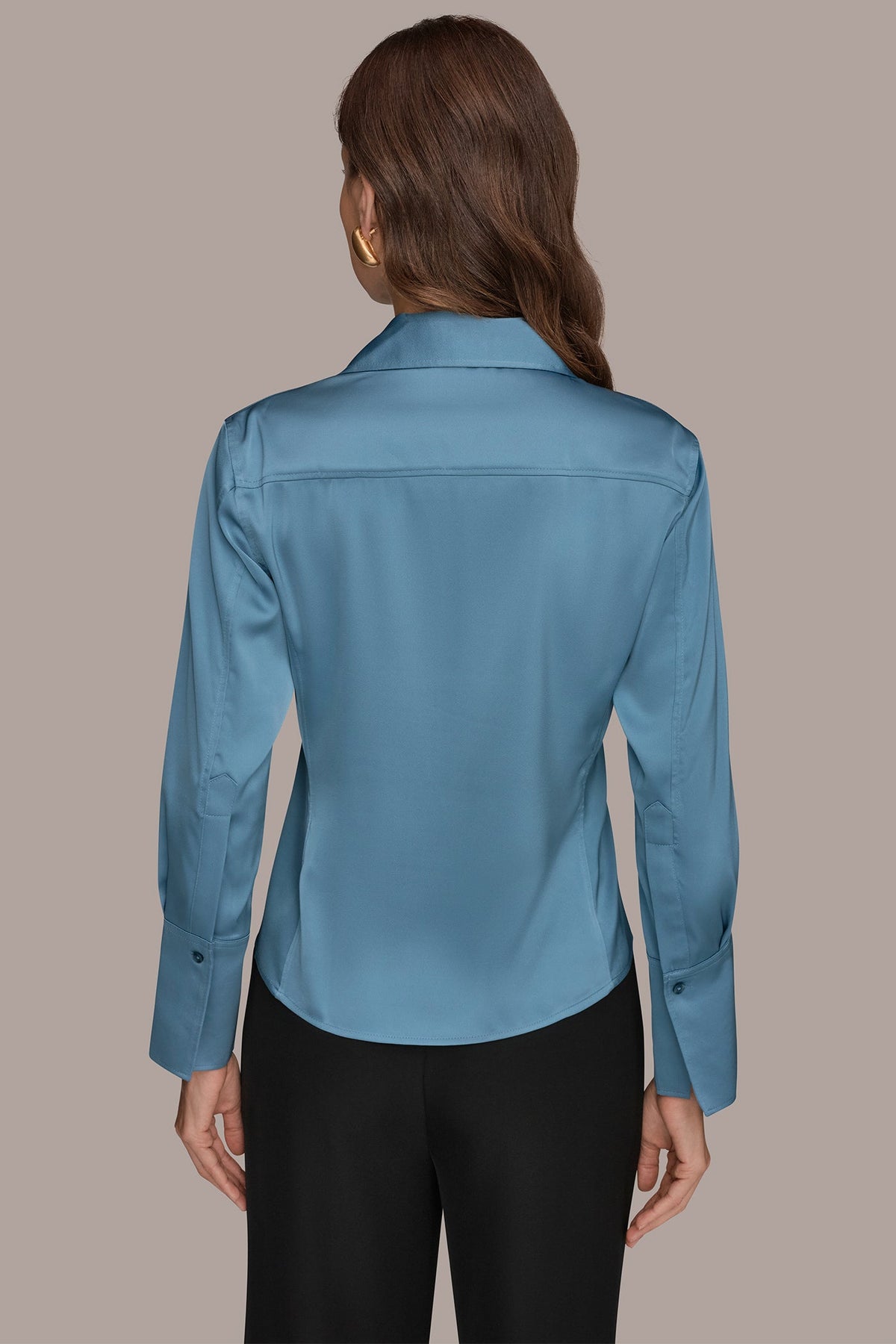 Donna Karan SATIN HIGH-LOW BLOUSE