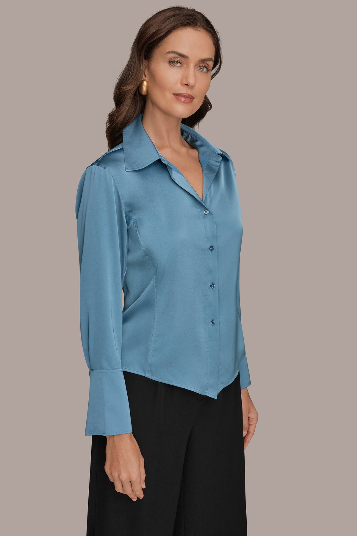 Donna Karan SATIN HIGH-LOW BLOUSE