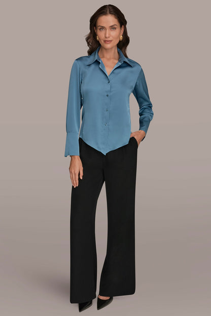 Donna Karan SATIN HIGH-LOW BLOUSE