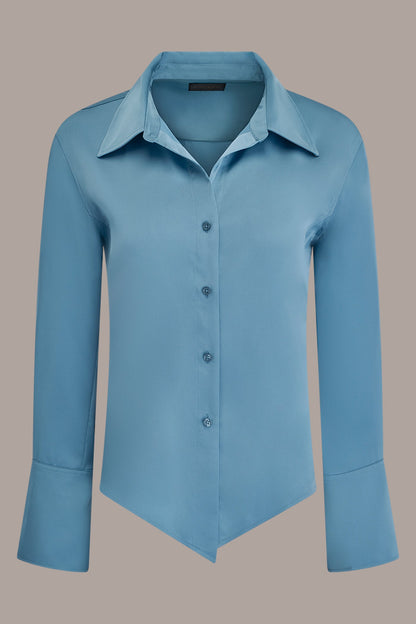 Donna Karan SATIN HIGH-LOW BLOUSE