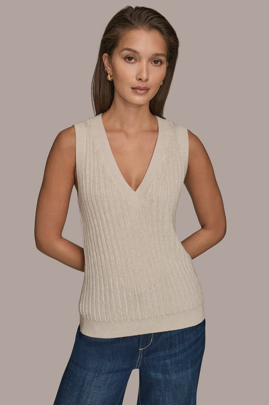 Donna Karan LOOP STITCH SWEATER VEST