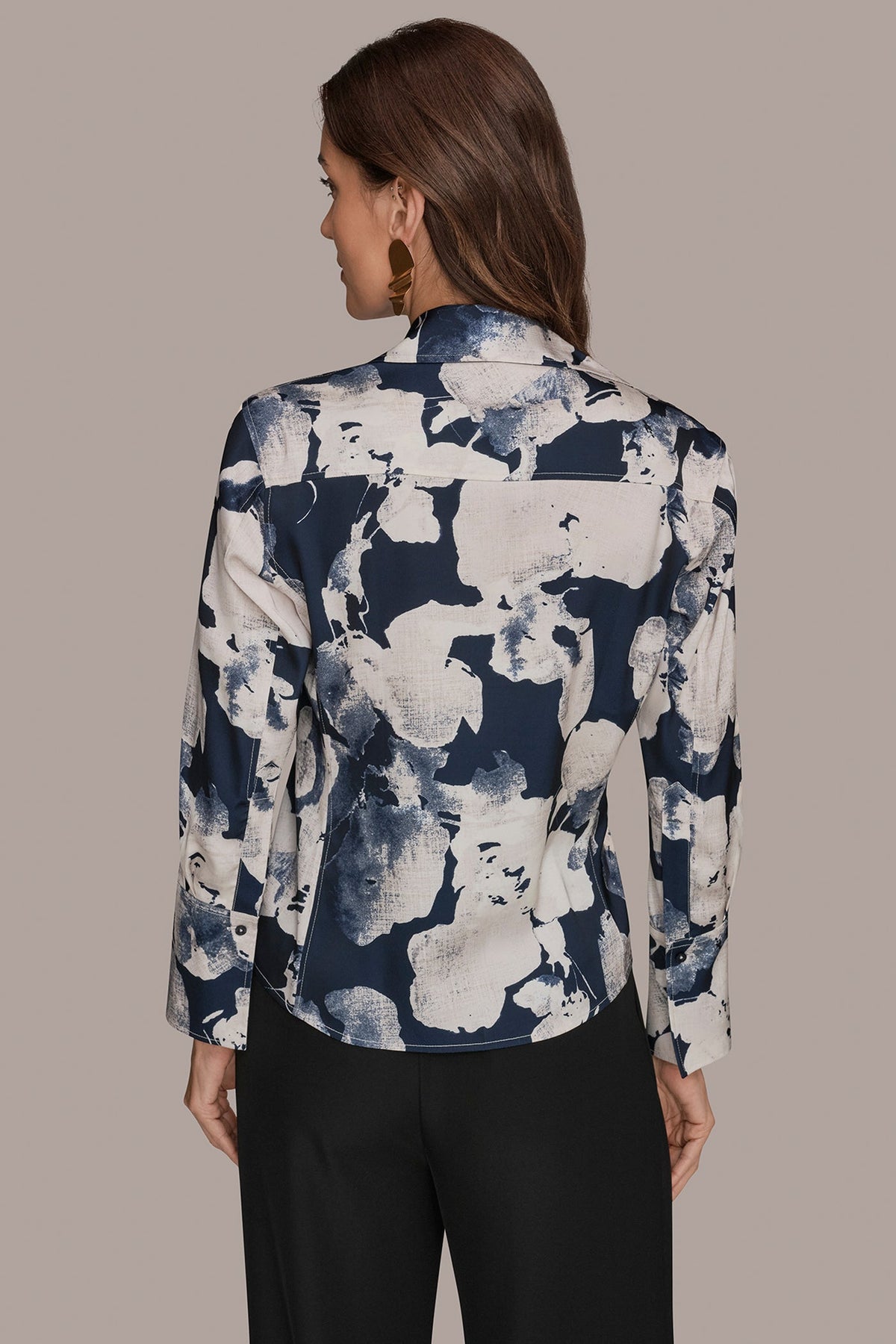 Donna Karan FLORAL PRINT HIGH-LOW BLOUSE