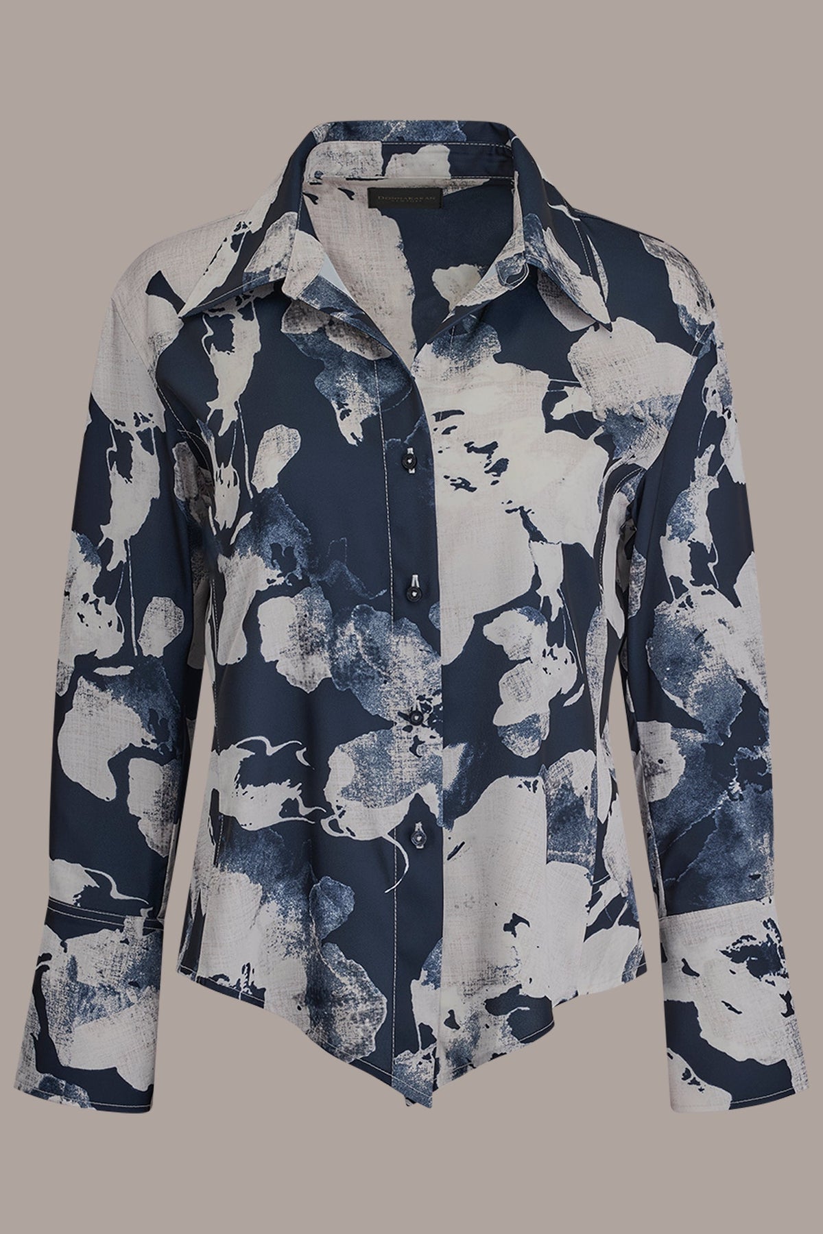 Donna Karan FLORAL PRINT HIGH-LOW BLOUSE