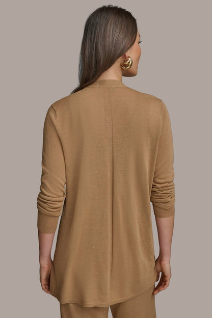 Donna Karan LONG SLEEVE RIB OPEN CARDIGAN