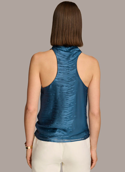 Donna Karan BURNOUT COWL NECK TOP