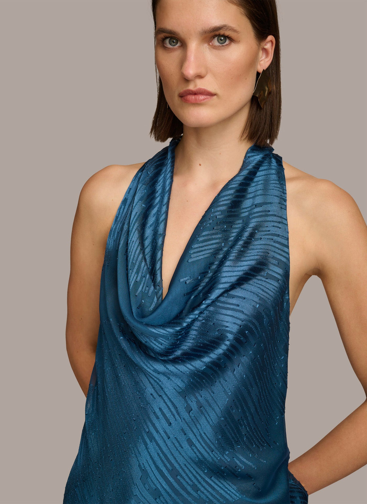 Donna Karan BURNOUT COWL NECK TOP