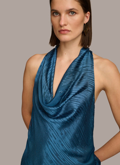 Donna Karan BURNOUT COWL NECK TOP