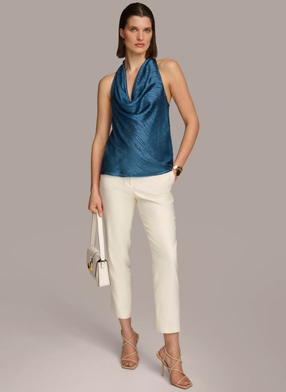 Donna Karan BURNOUT COWL NECK TOP