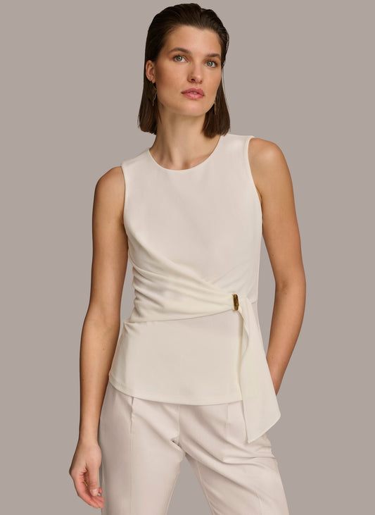 Donna Karan CREW NECK WRAP TOP