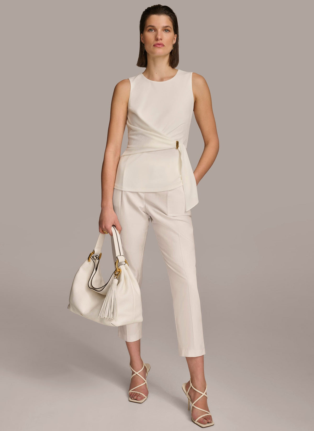Donna Karan CREW NECK WRAP TOP