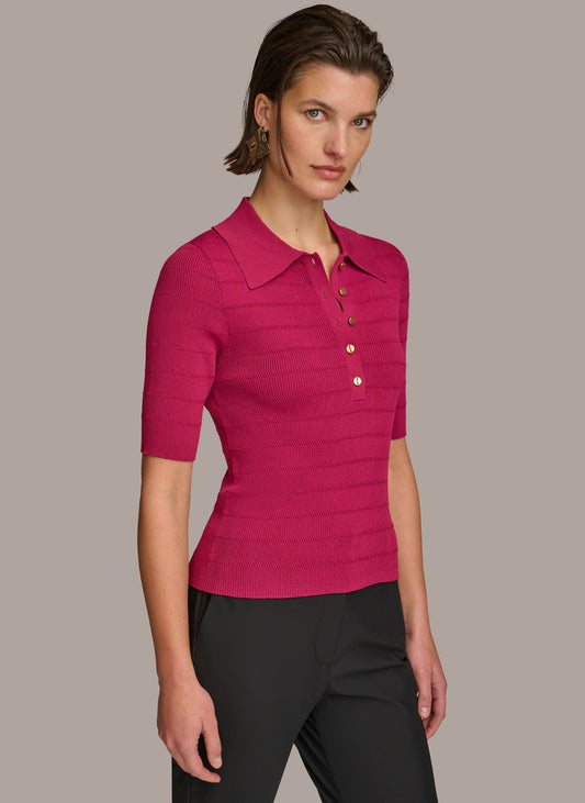 Donna Karan COLLAR BUTTON TOP