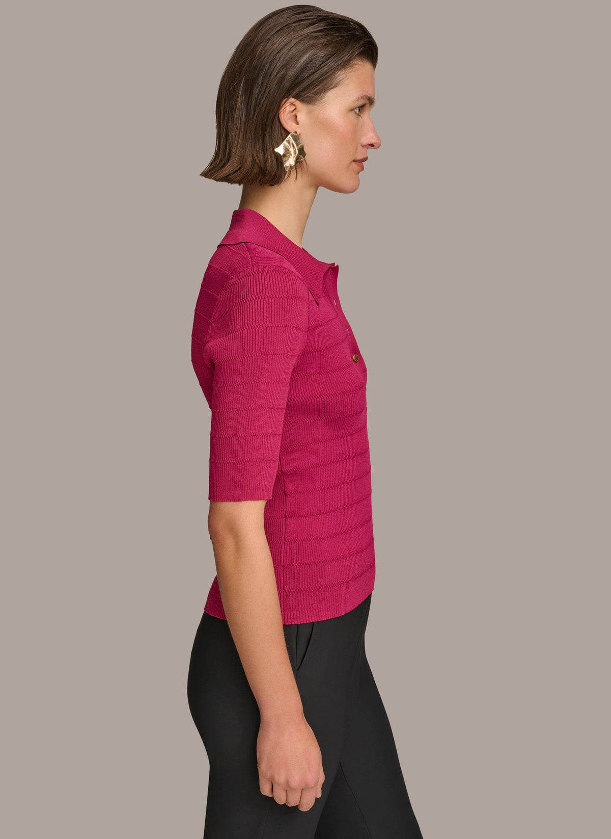 Donna Karan COLLAR BUTTON TOP