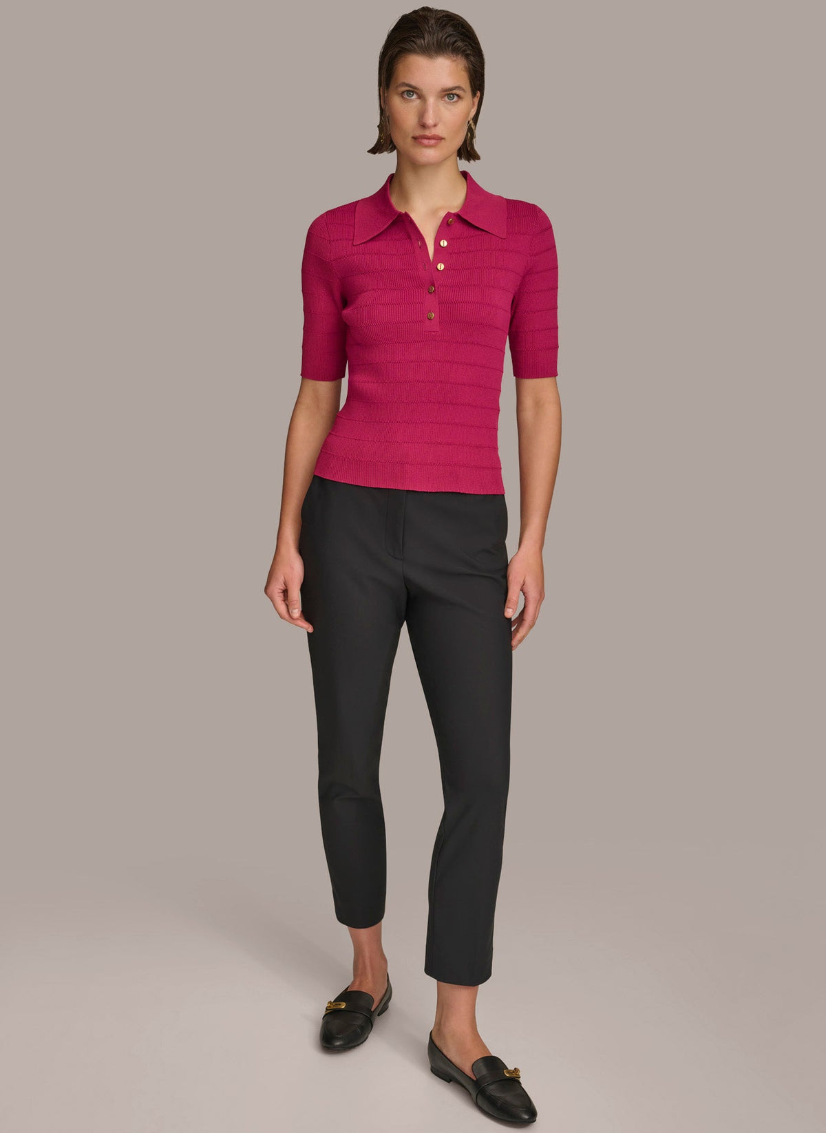 Donna Karan COLLAR BUTTON TOP