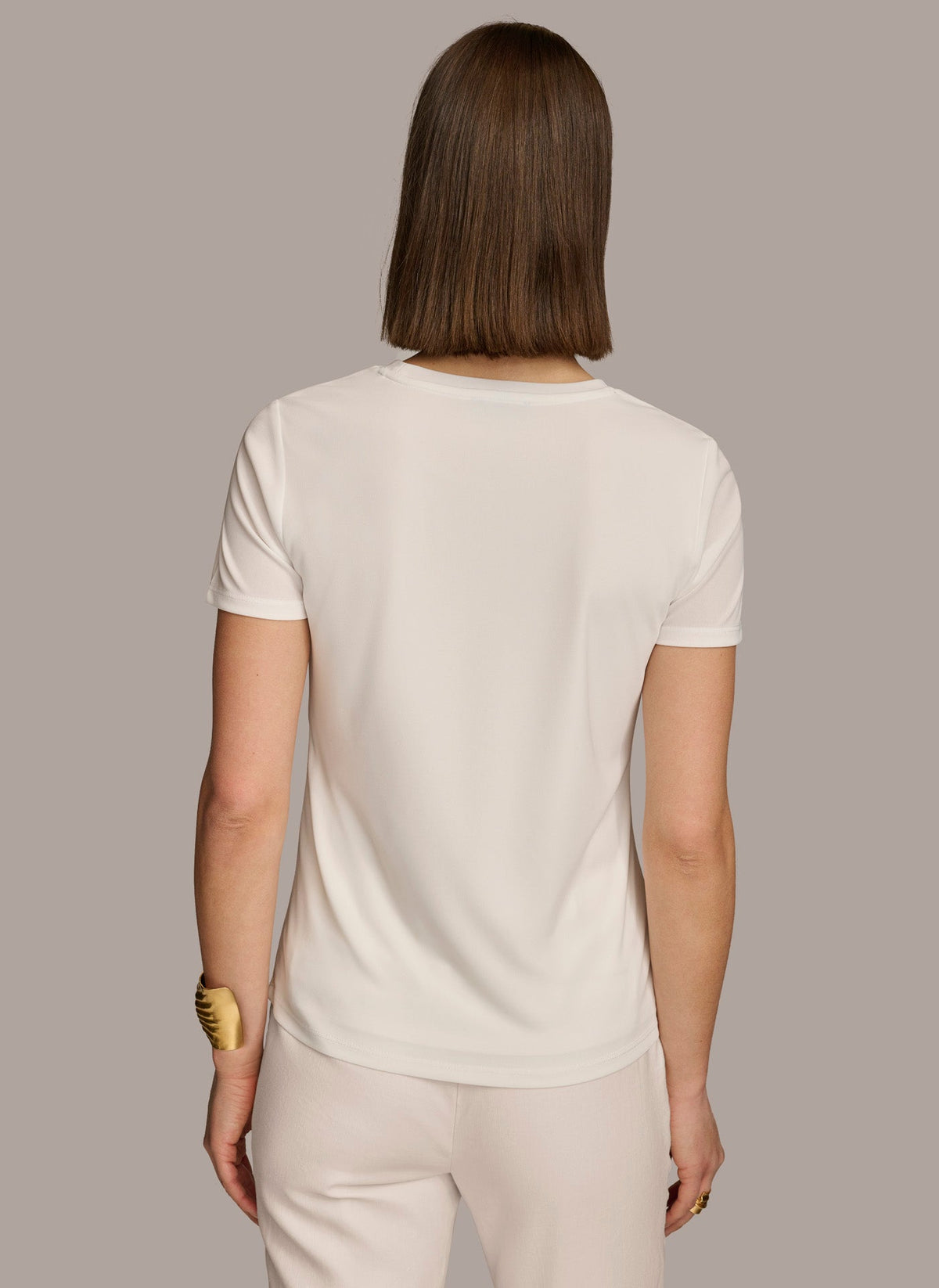 Donna Karan CREW NECK RUCHED TEE