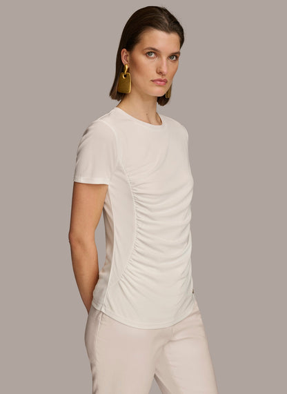 Donna Karan CREW NECK RUCHED TEE