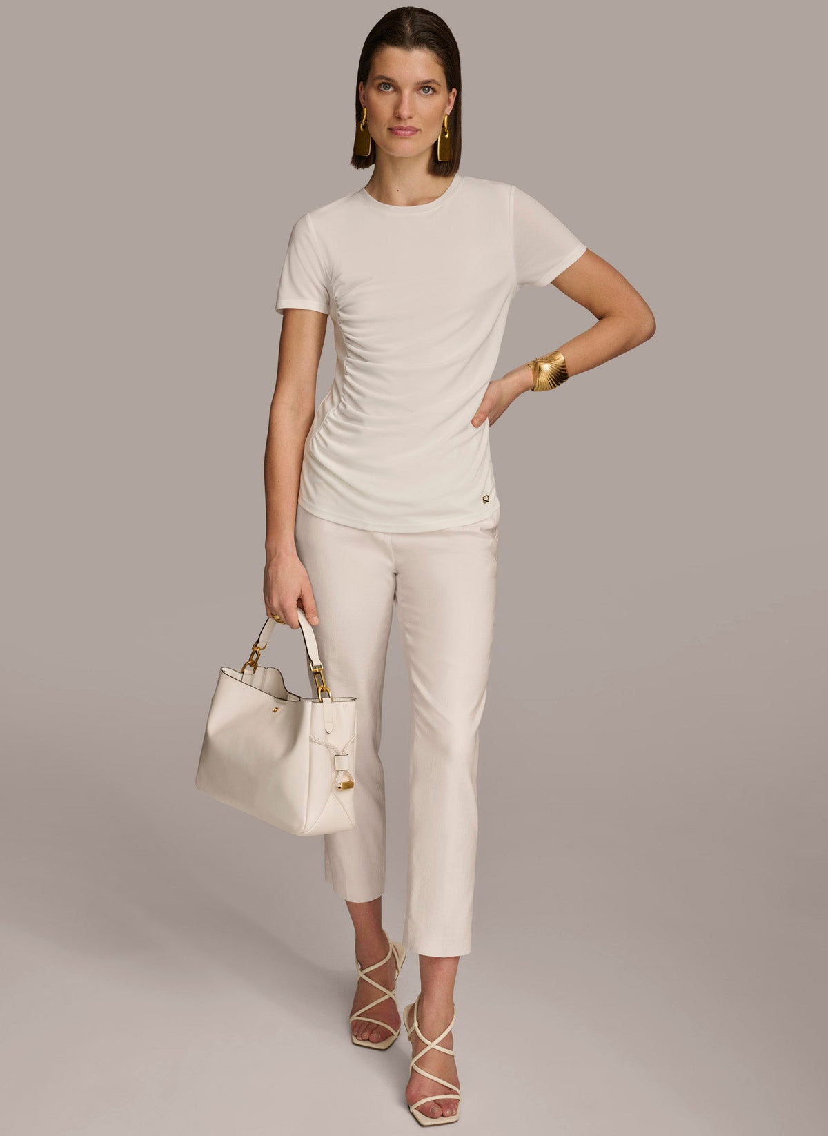 Donna Karan CREW NECK RUCHED TEE