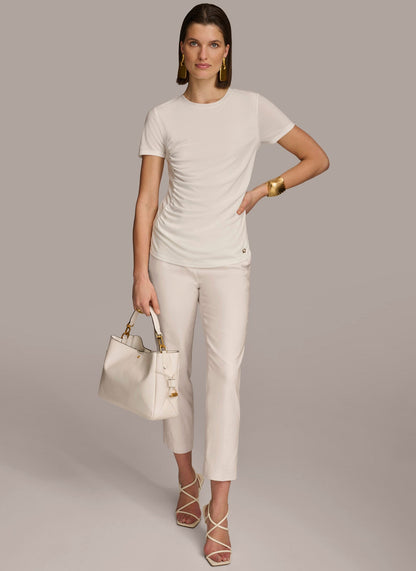 Donna Karan CREW NECK RUCHED TEE