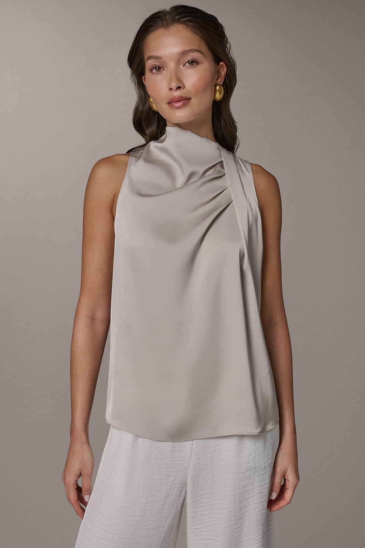 Donna Karan TWIST DRAPE SHOULDER BLOUSE