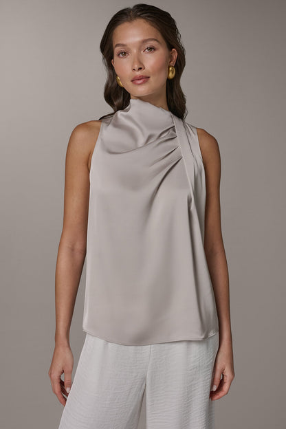 Donna Karan TWIST DRAPE SHOULDER BLOUSE