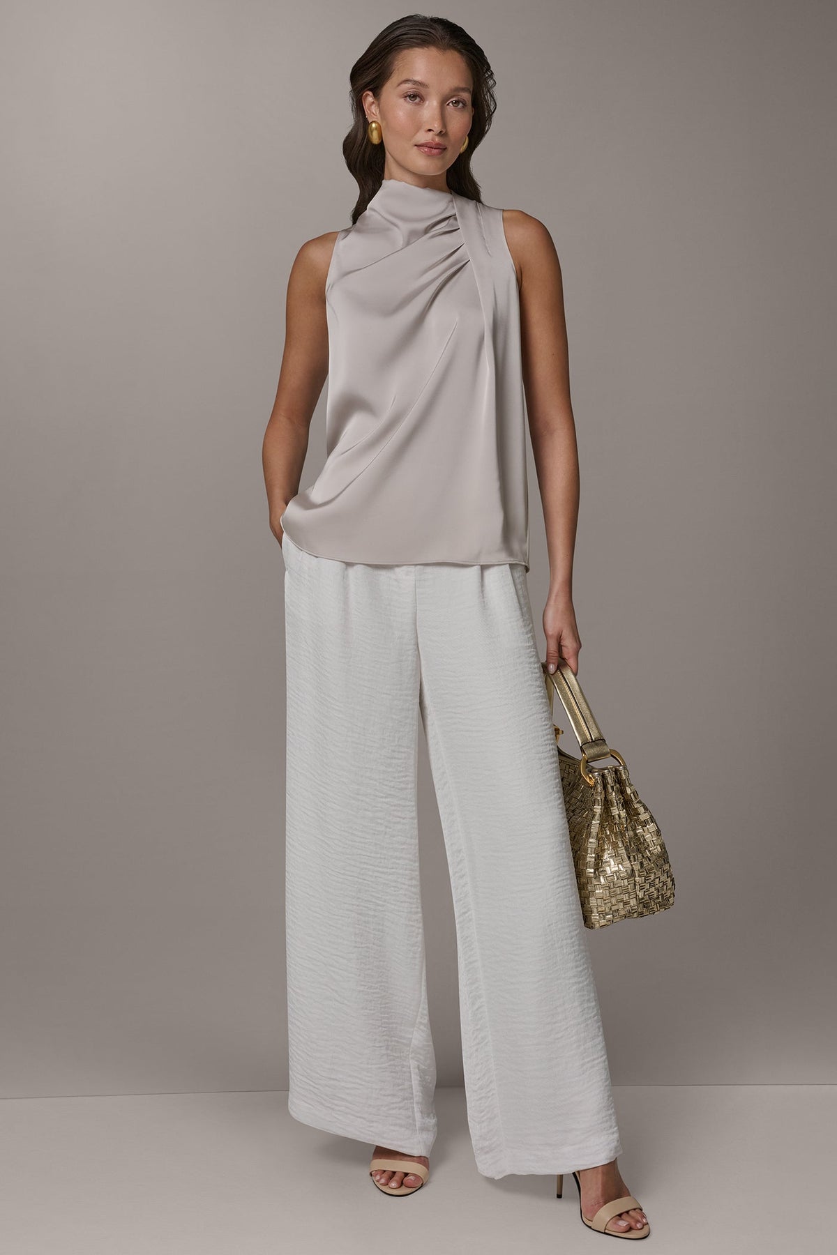 Donna Karan TWIST DRAPE SHOULDER BLOUSE