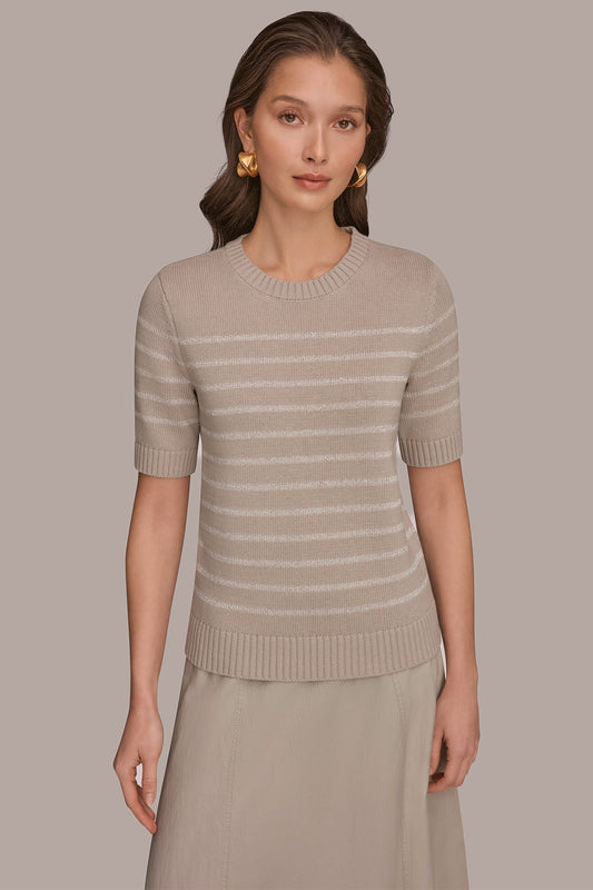 Donna Karan SEQUIN STRIPE SWEATER