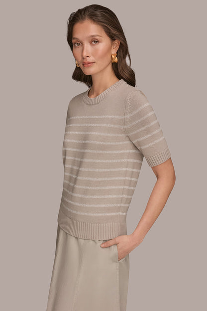 Donna Karan SEQUIN STRIPE SWEATER