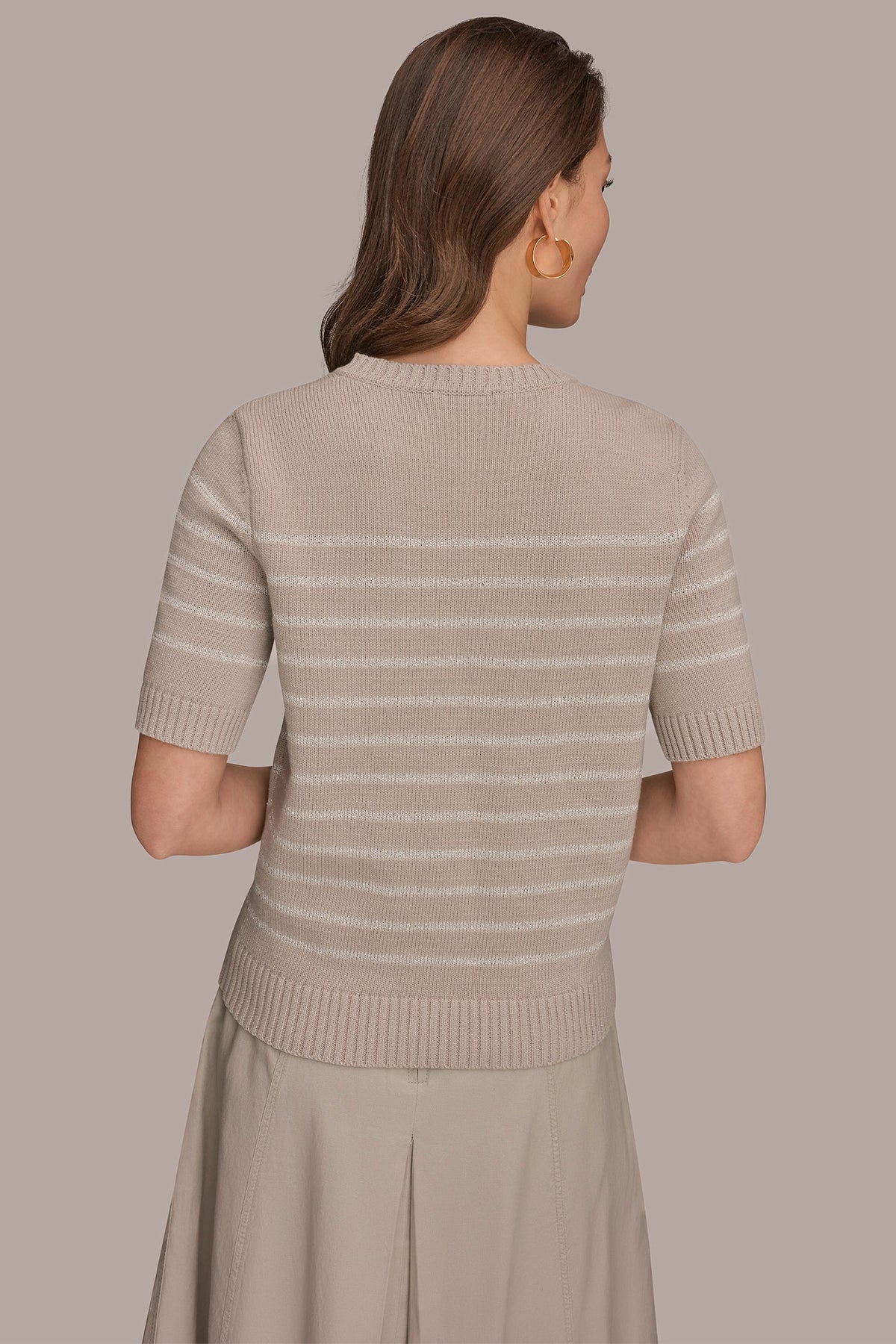 Donna Karan SEQUIN STRIPE SWEATER