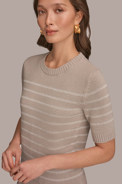 Donna Karan SEQUIN STRIPE SWEATER
