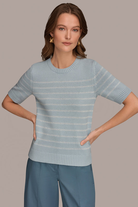Donna Karan SEQUIN STRIPE SWEATER