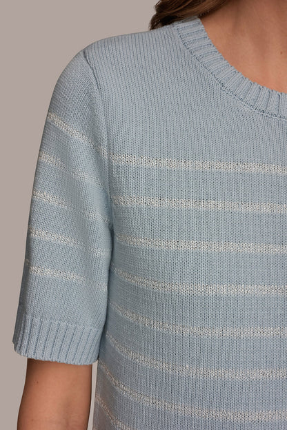 Donna Karan SEQUIN STRIPE SWEATER