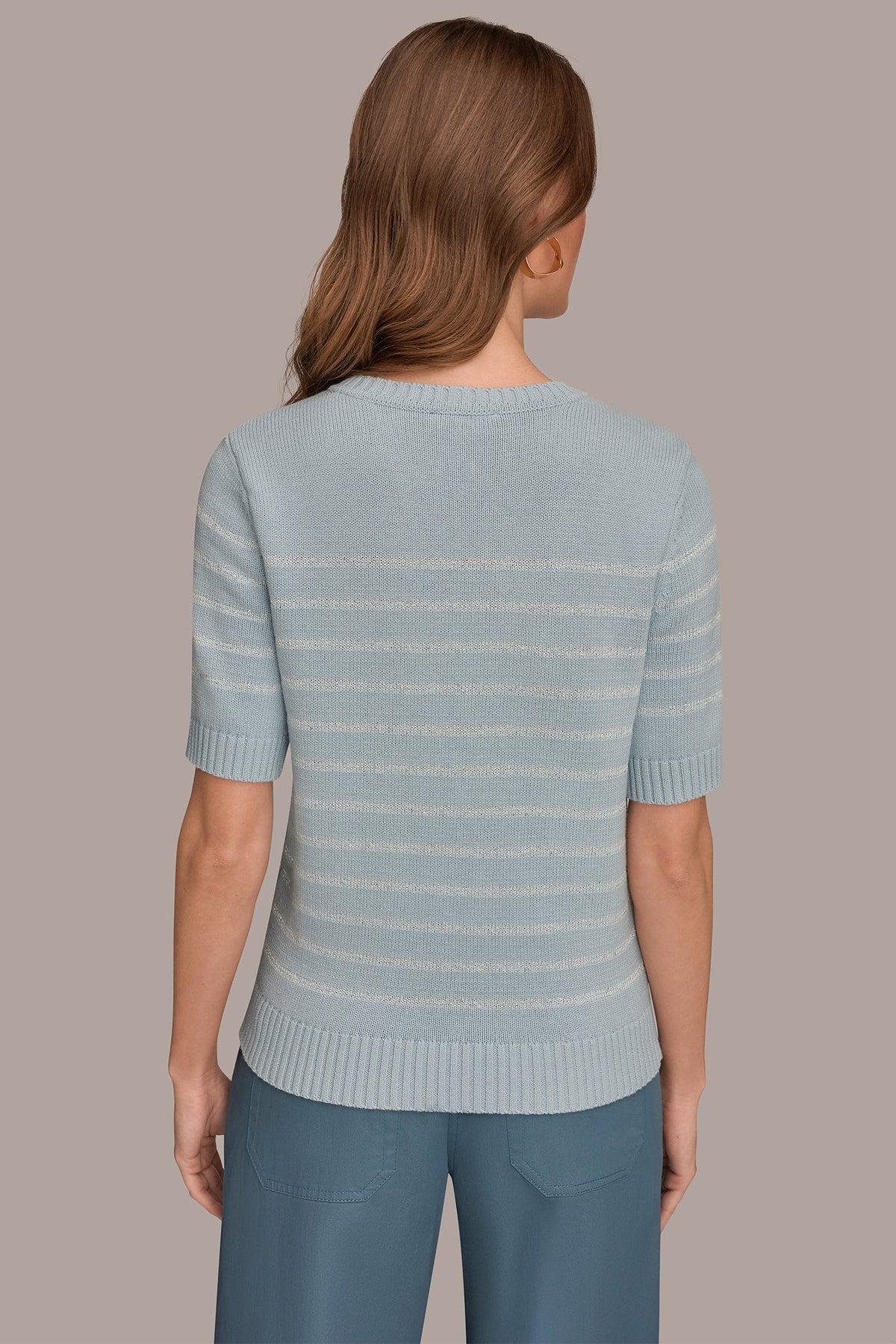 Donna Karan SEQUIN STRIPE SWEATER