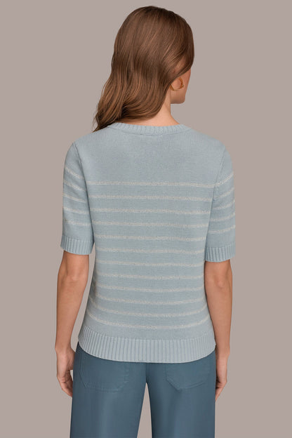 Donna Karan SEQUIN STRIPE SWEATER