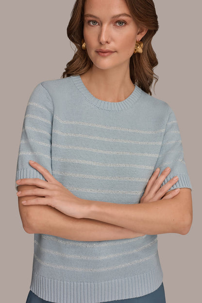Donna Karan SEQUIN STRIPE SWEATER