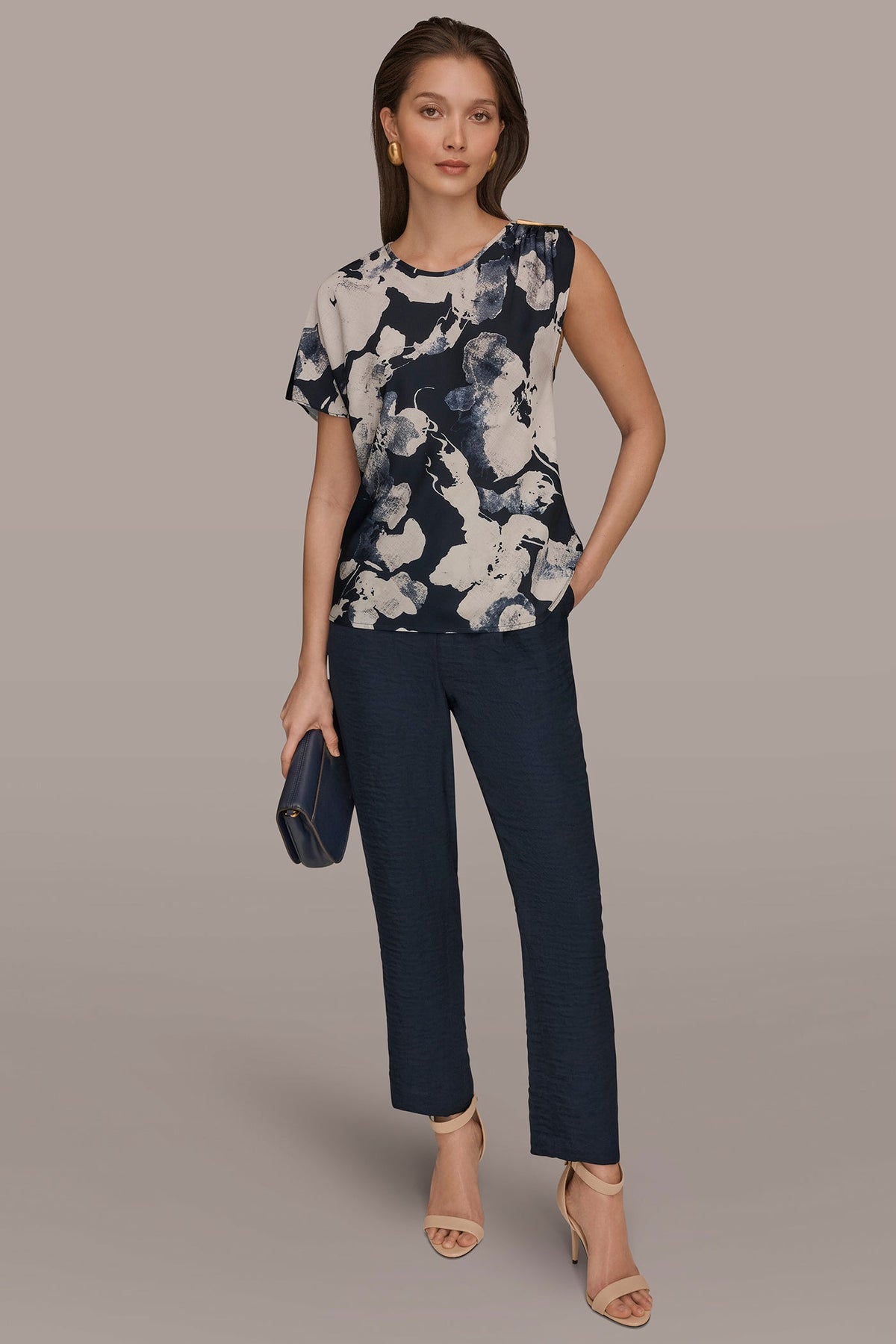 Donna Karan ASYMMETRICAL SHOULDER BLOUSE