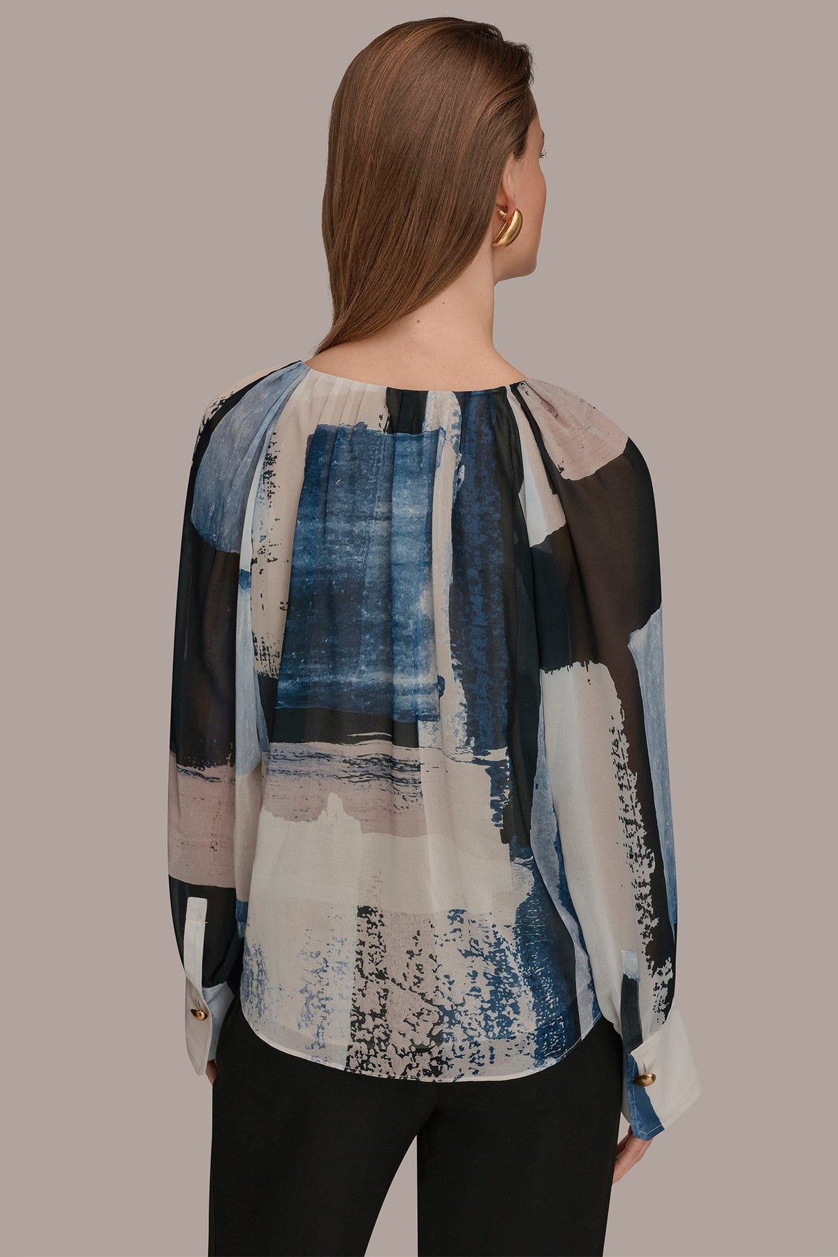 Donna Karan PRINTED CHIFFON TOP