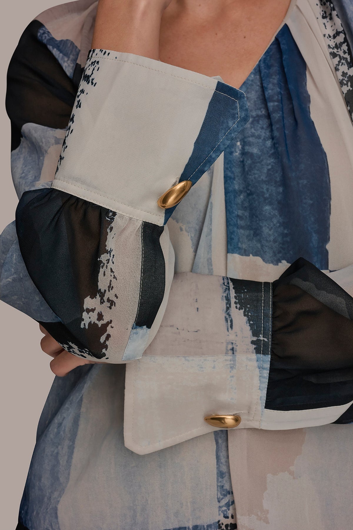 Donna Karan PRINTED CHIFFON TOP