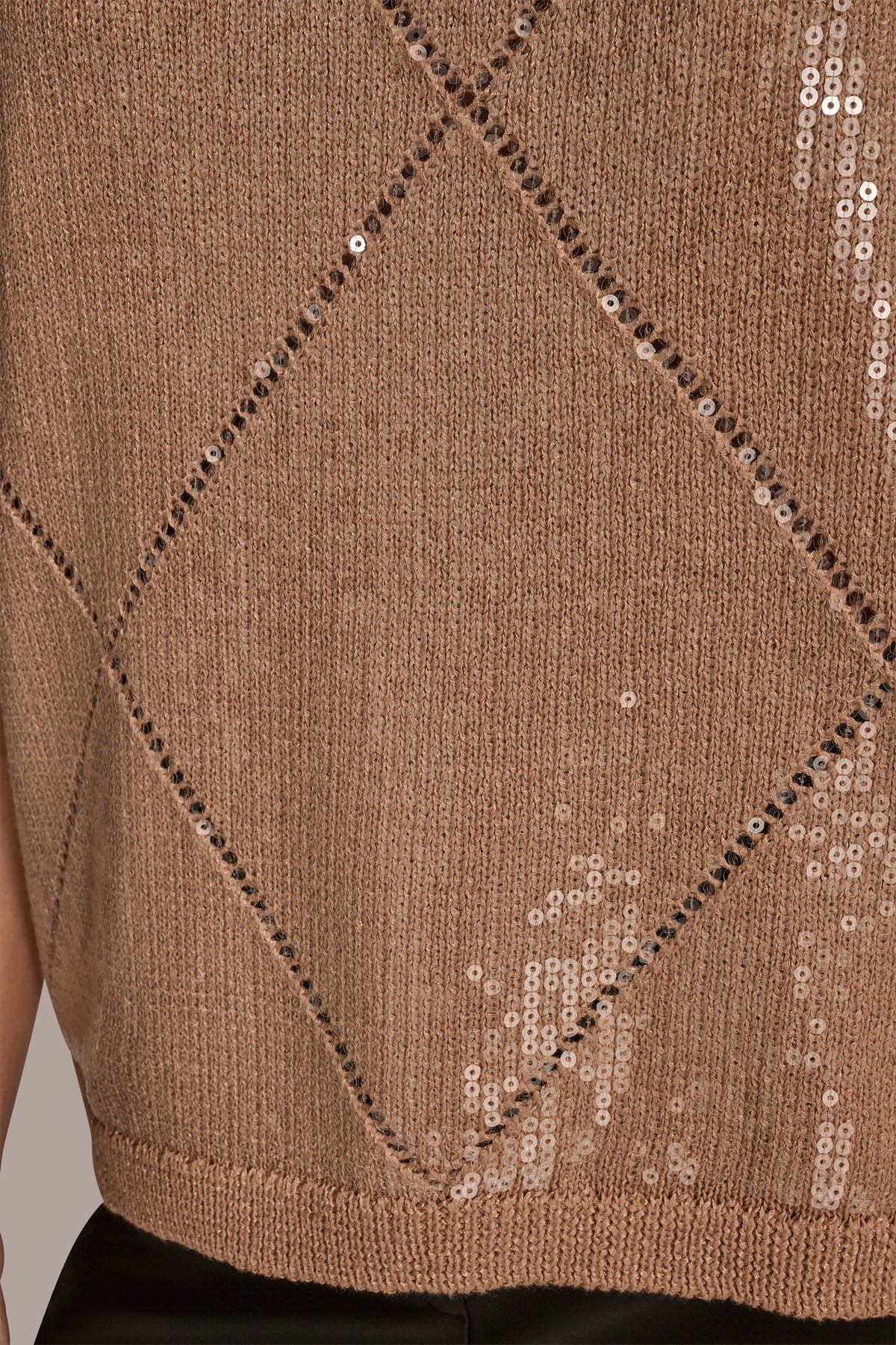 Donna Karan ELBOW-SLEEVE SEQUIN SWEATER