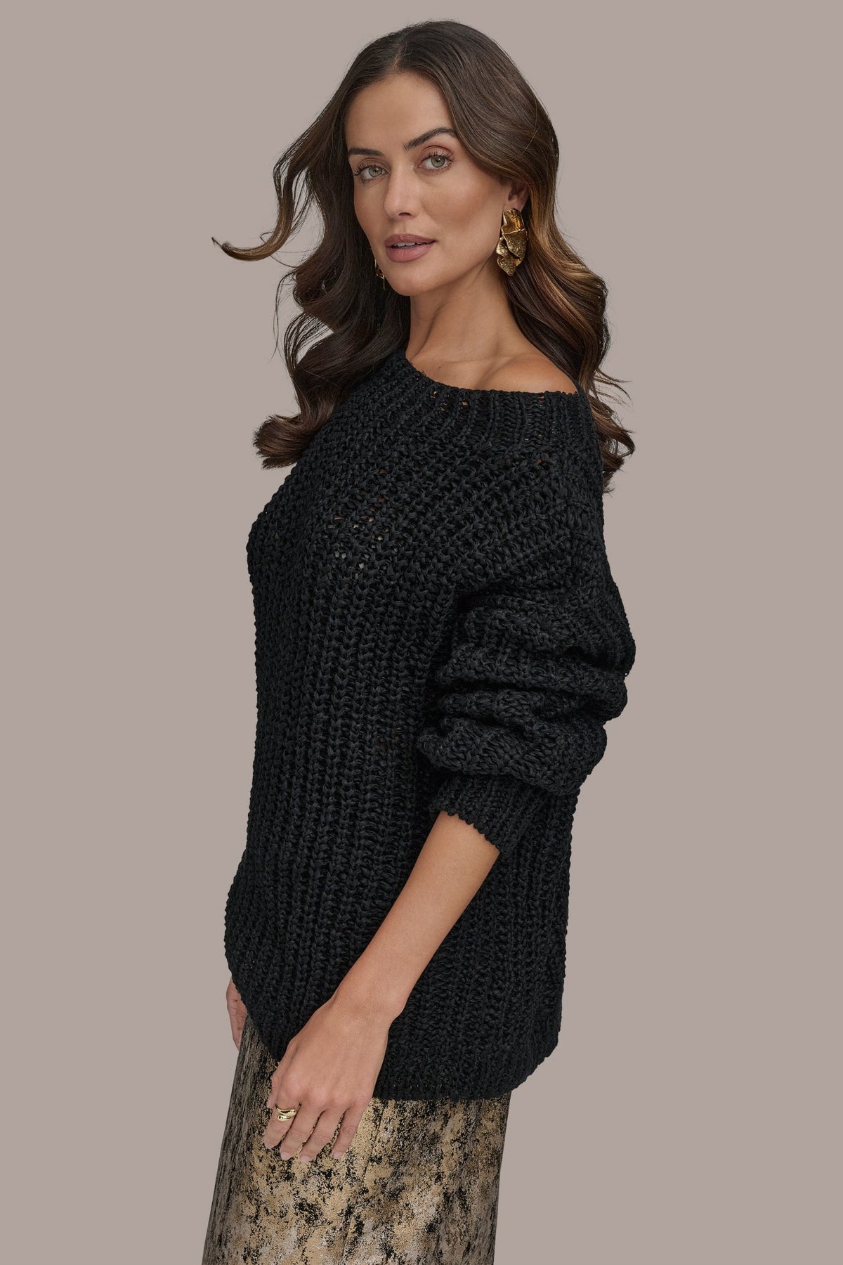 Donna Karan OPEN STITCH DOLMAN SWEATER