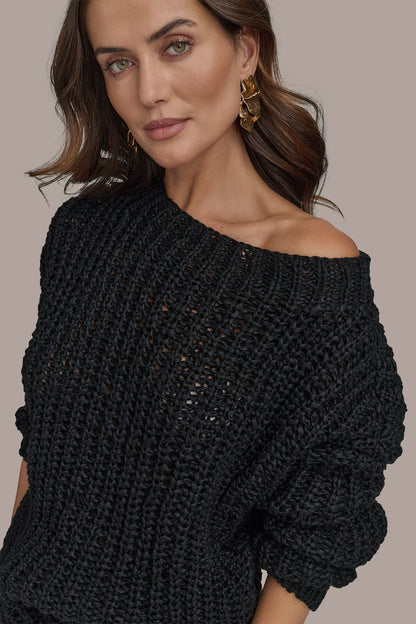 Donna Karan OPEN STITCH DOLMAN SWEATER