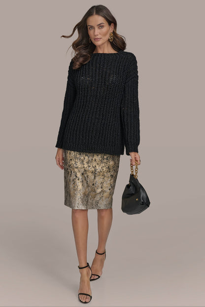 Donna Karan OPEN STITCH DOLMAN SWEATER