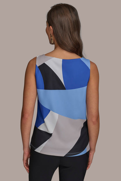 Donna Karan PRINTED COWL NECK TOP