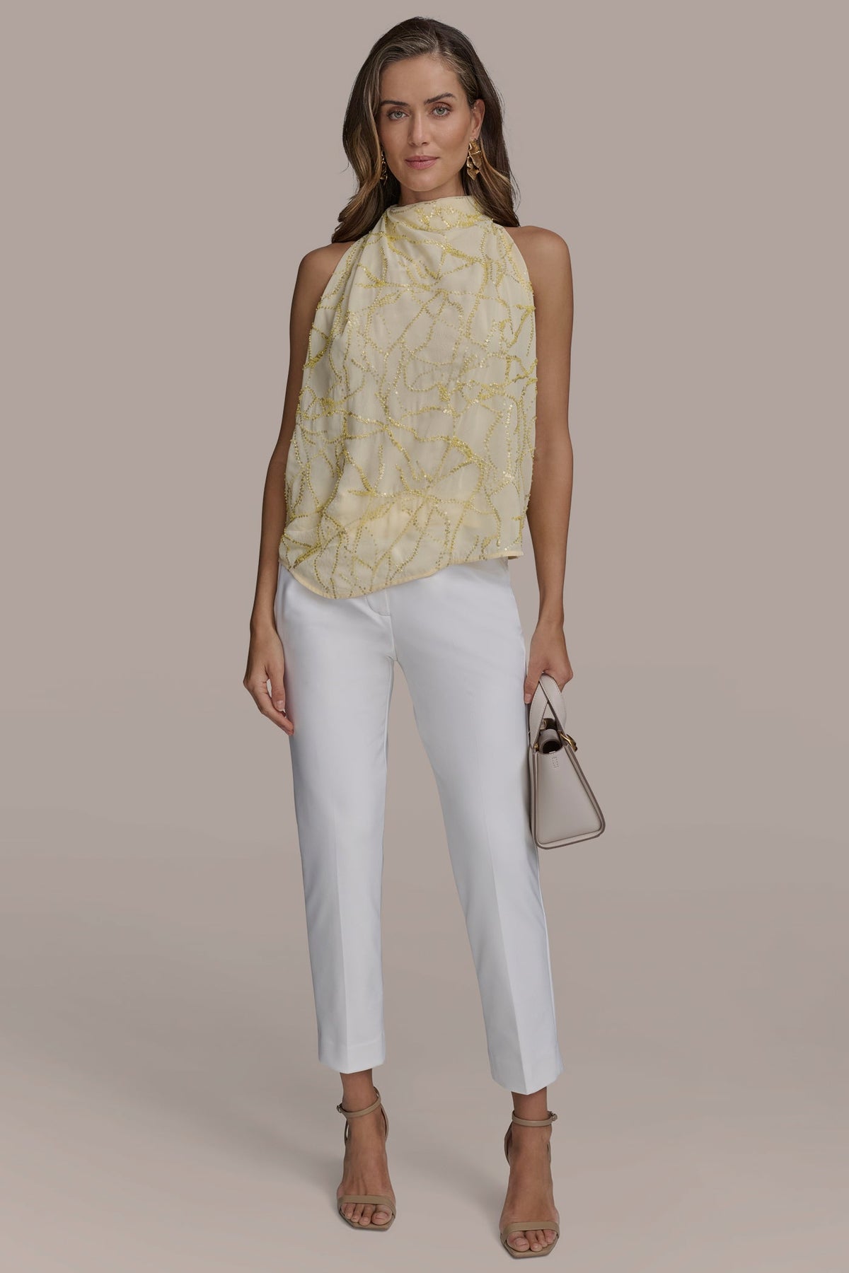 Donna Karan PLEAT SHOULDER HALTER