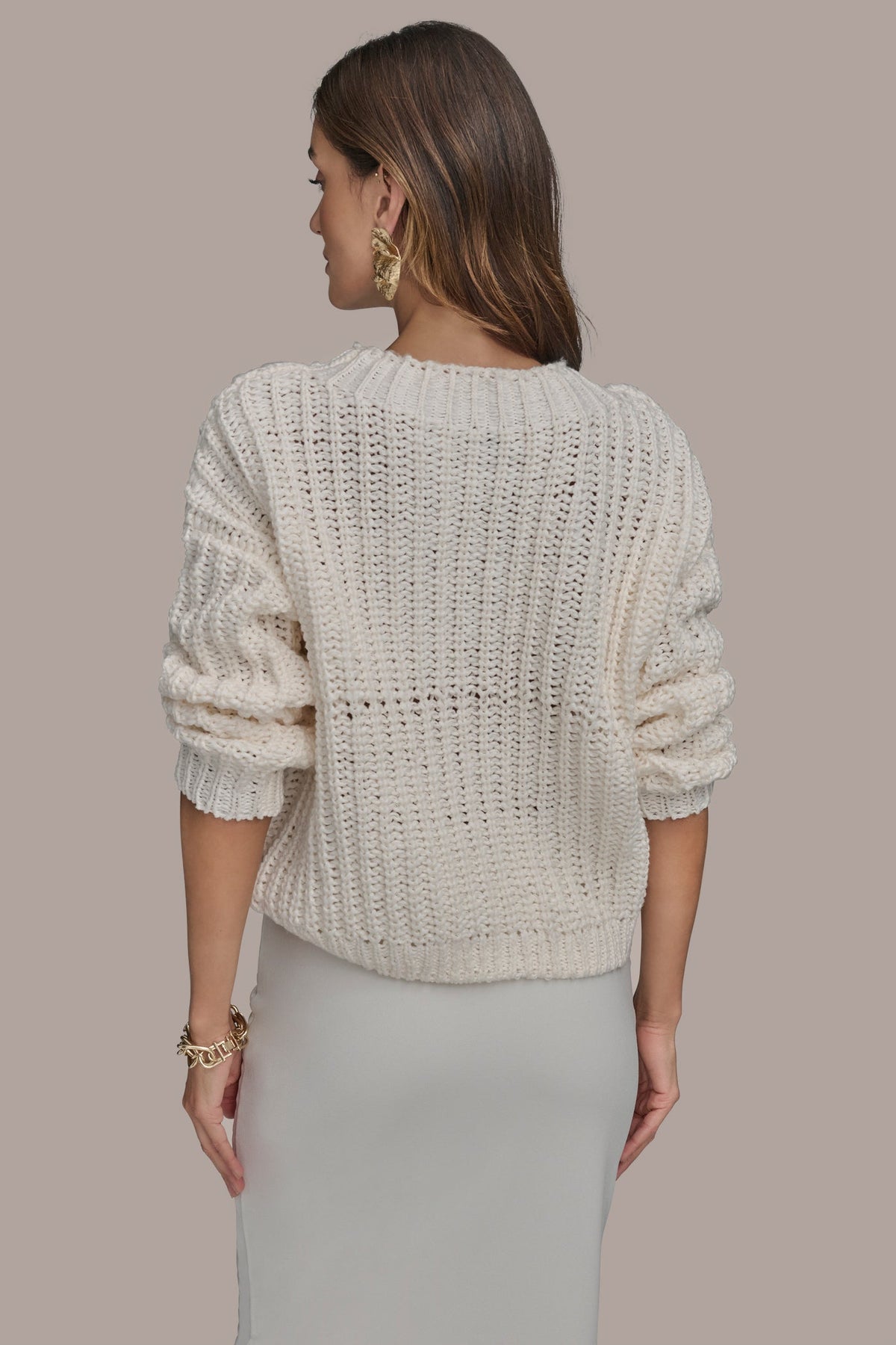 Donna Karan OPEN STITCH DOLMAN SWEATER