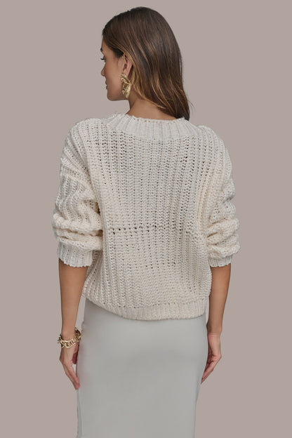 Donna Karan OPEN STITCH DOLMAN SWEATER