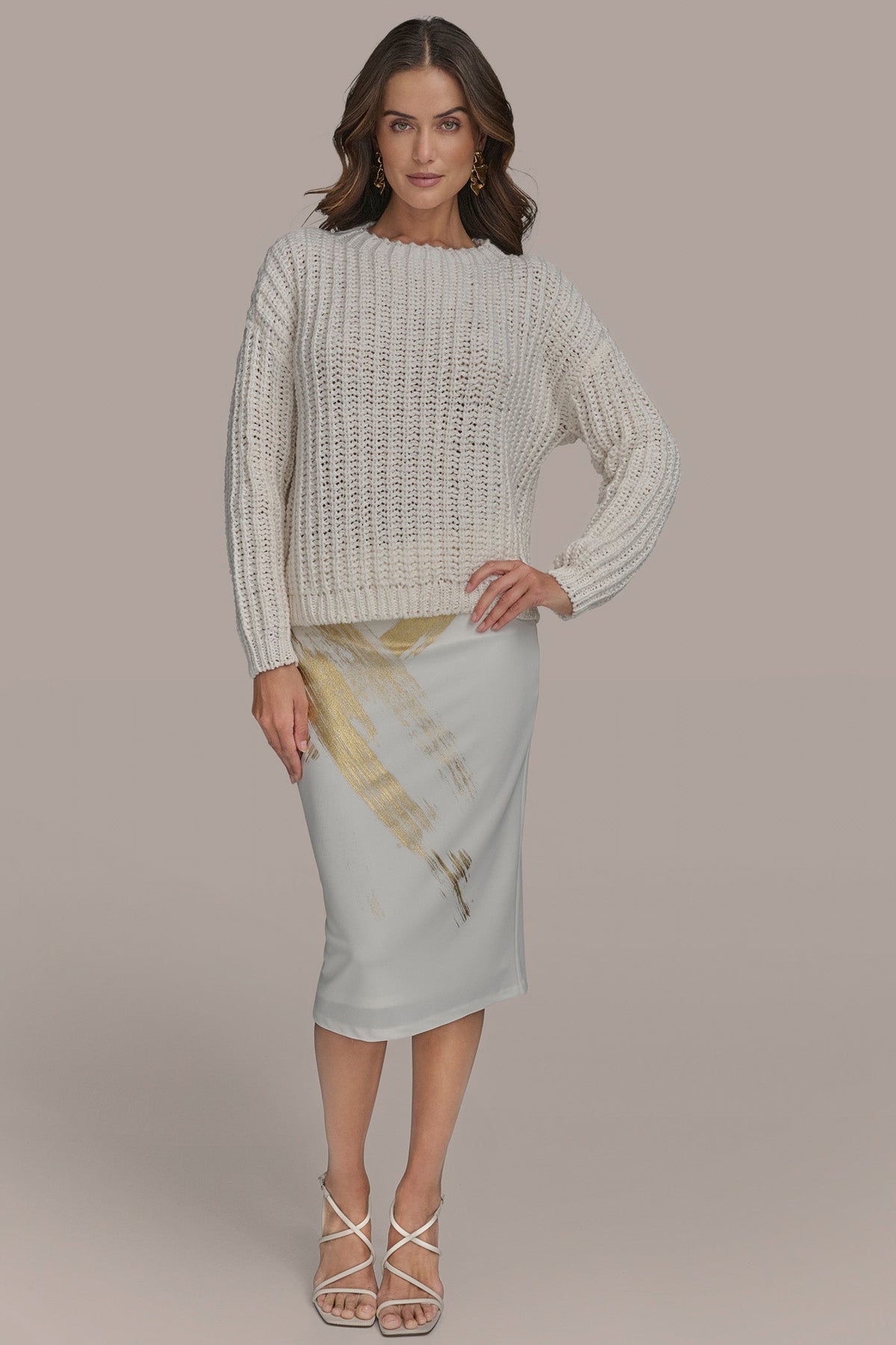Donna Karan OPEN STITCH DOLMAN SWEATER