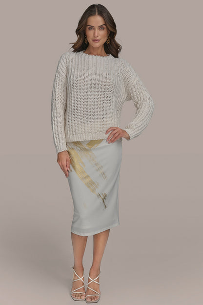 Donna Karan OPEN STITCH DOLMAN SWEATER