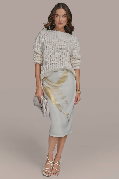 Donna Karan OPEN STITCH DOLMAN SWEATER