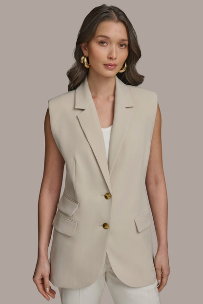 Donna Karan BUTTON VEST WITH POCKET DETAIL