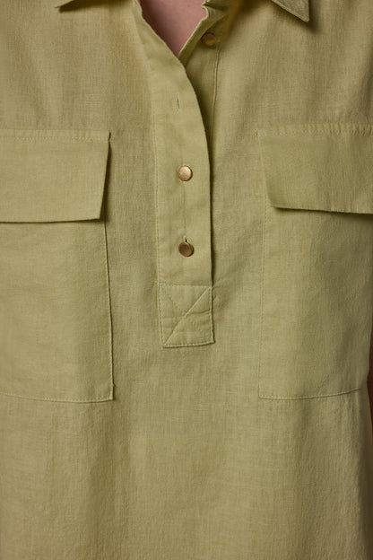 Donna Karan CAP SLEEVE CAMP SHIRT